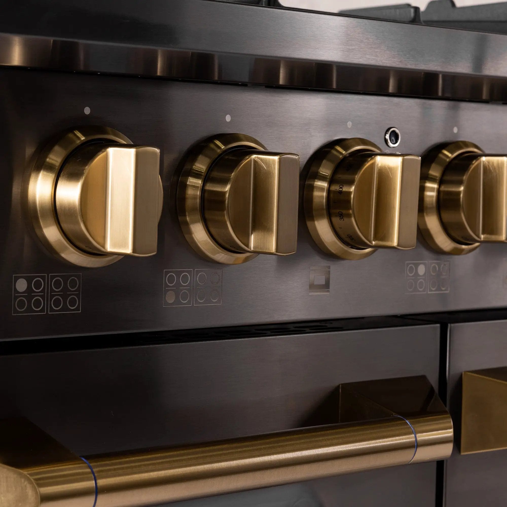 Kucht Gemstone Professional 48 in. 6.7 cu. ft. Natural Gas Range with Sealed Burners, Griddle/Grill and Two Ovens - One Convection - in Titanium Stainless Steel KEG483 by Farmhouse Kitchen and Bath