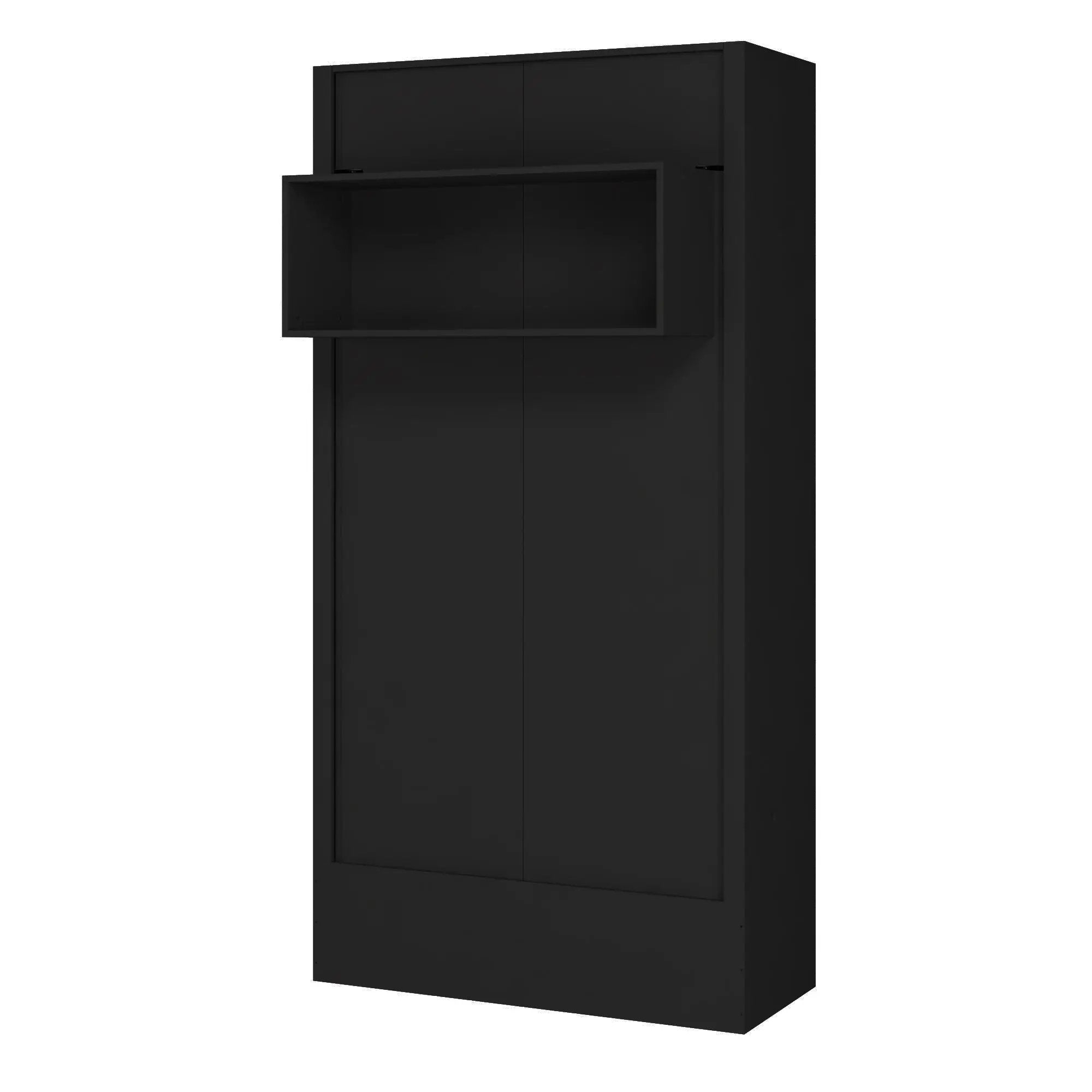 Easy-Lift Twin Murphy Wall Bed in Black with Shelf by Sharicks