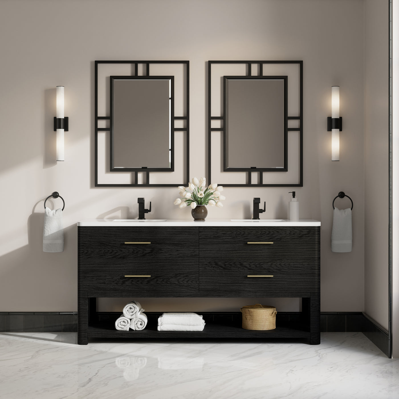 James Martin Lucian 72" Double Bathroom Vanity, Carbon Oak, view 20