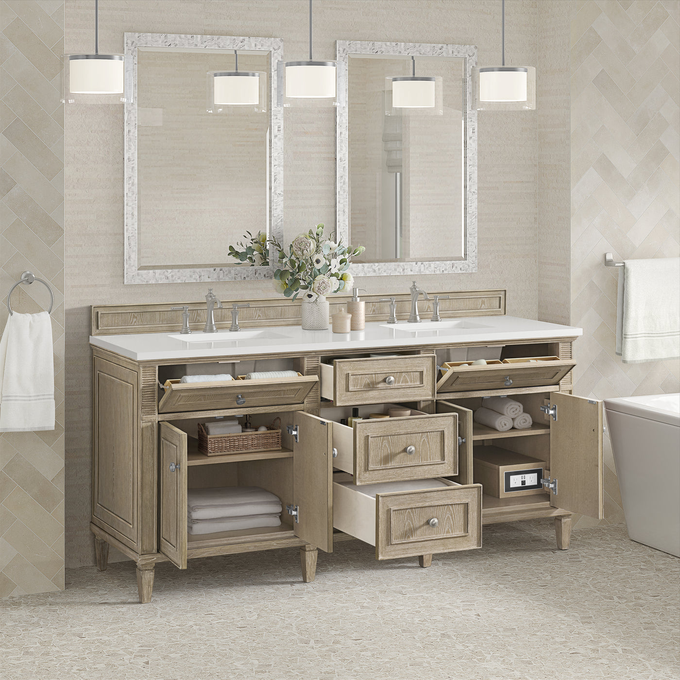 James Martin Lorelai 72" Double Bathroom Vanity, Whitewashed Oak, view 32