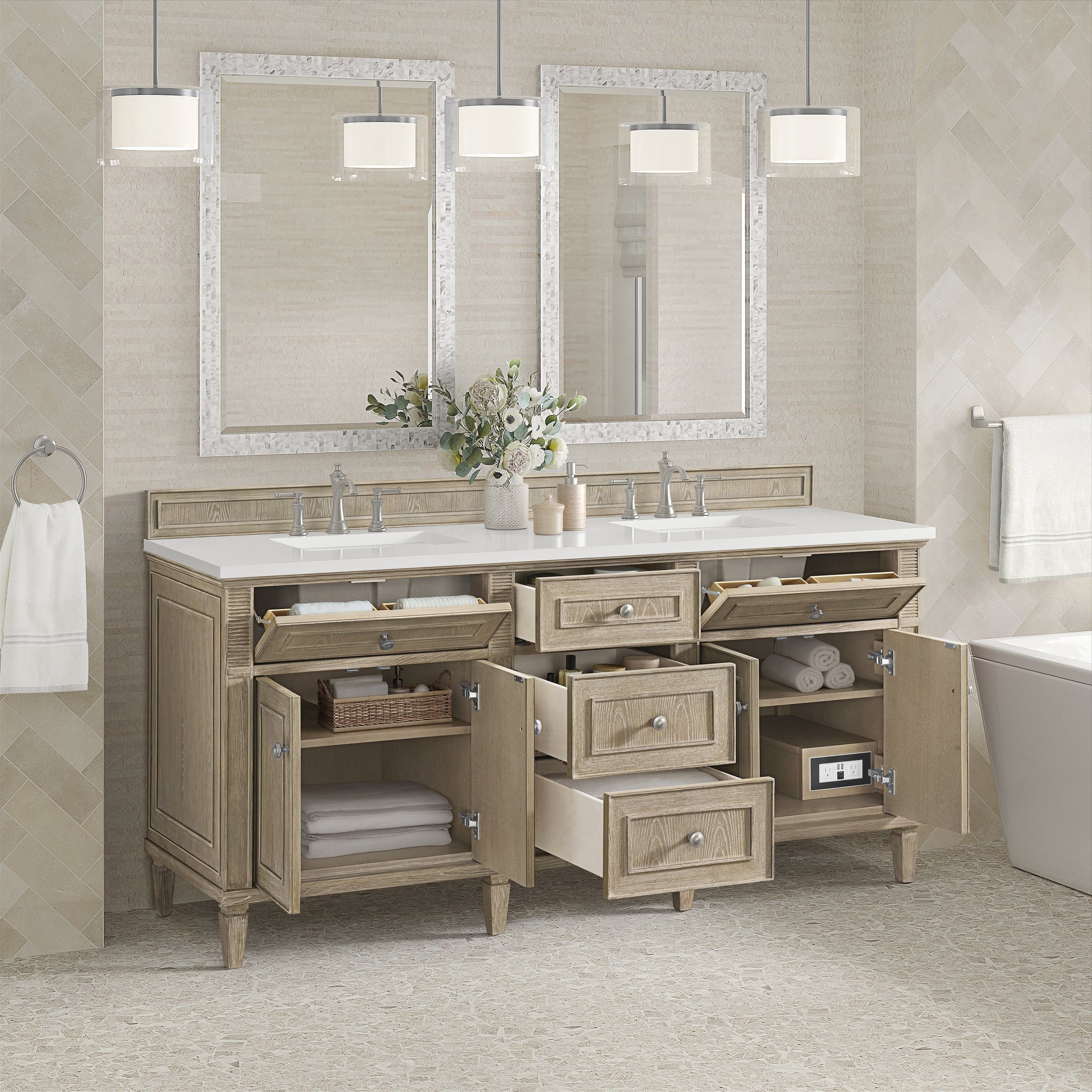 James Martin Lorelai 72" Double Bathroom Vanity, Whitewashed Oak, view 32