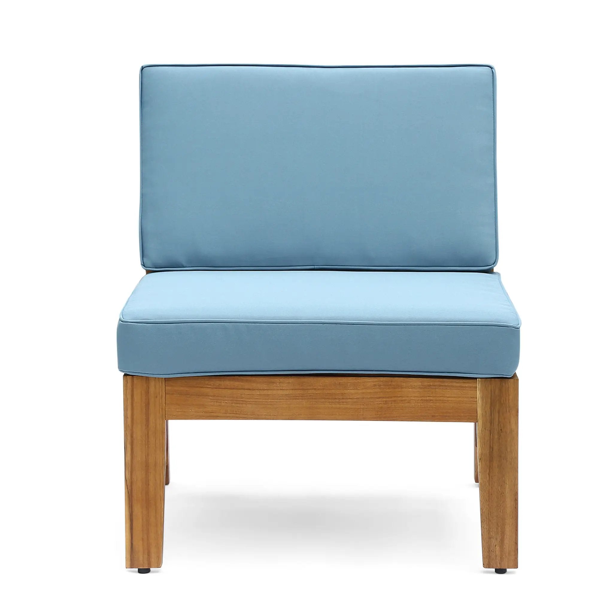 Grenada 8 Seater Acacia Wood Sectional Sofa Set, Teak + Blue by HouseOfZazla