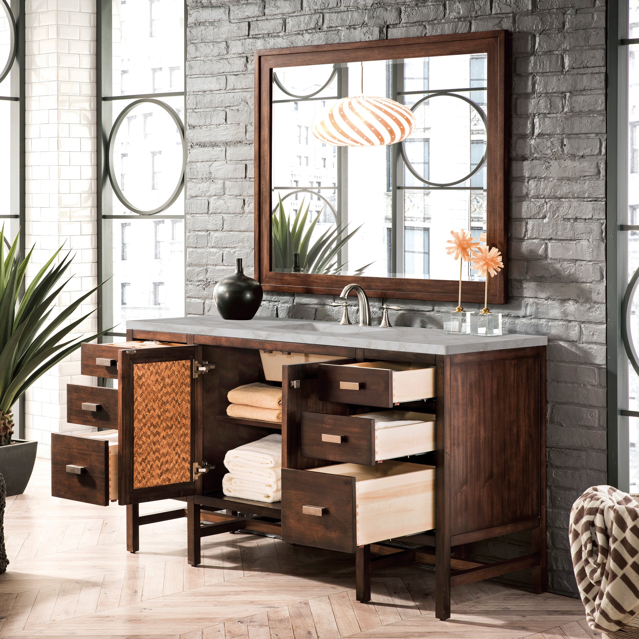 James Martin Addison 60" Single Bathroom Vanity, Mid-Century Acacia, view 35