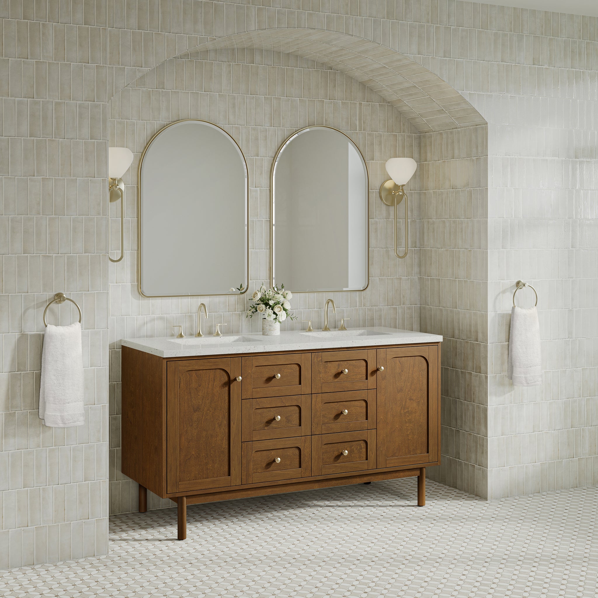 James Martin Laurent 60" Dual Mount Double Bathroom Vanity, Honey Oak, view 37