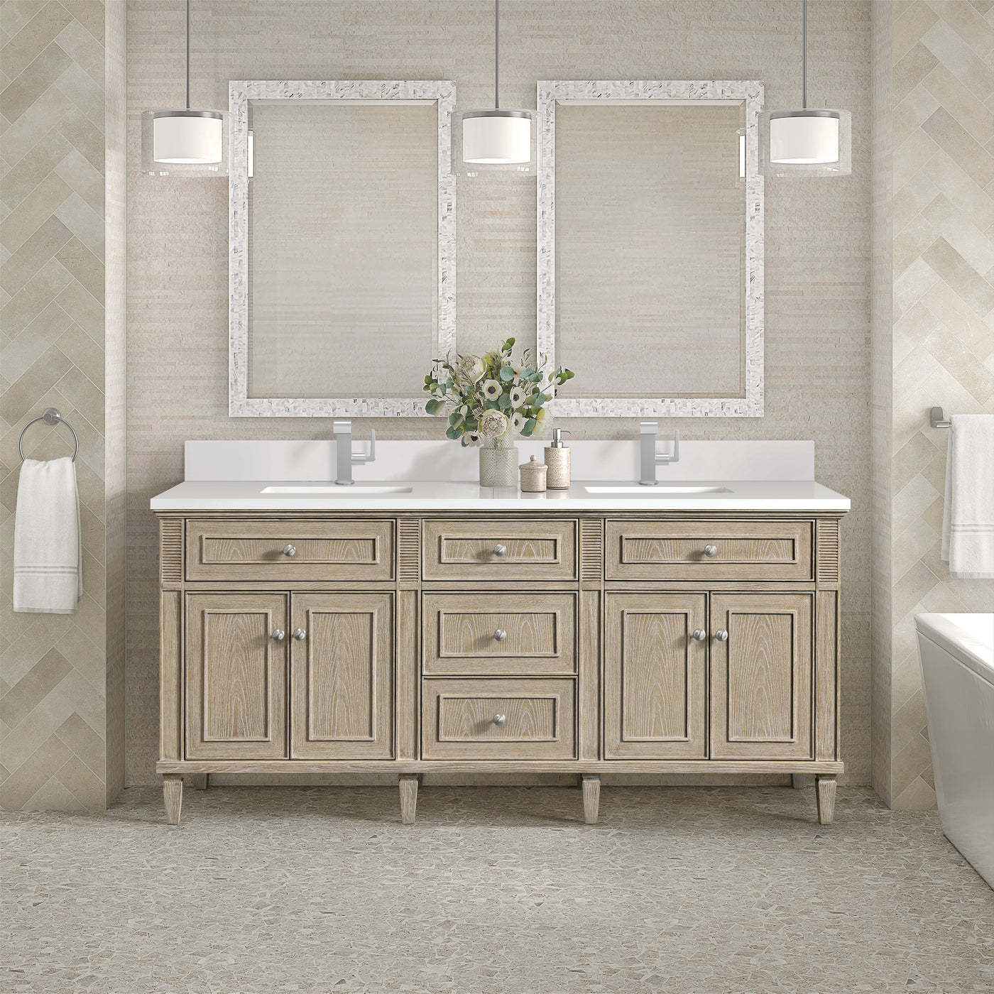 James Martin Lorelai 72" Double Bathroom Vanity, Whitewashed Oak, view 39