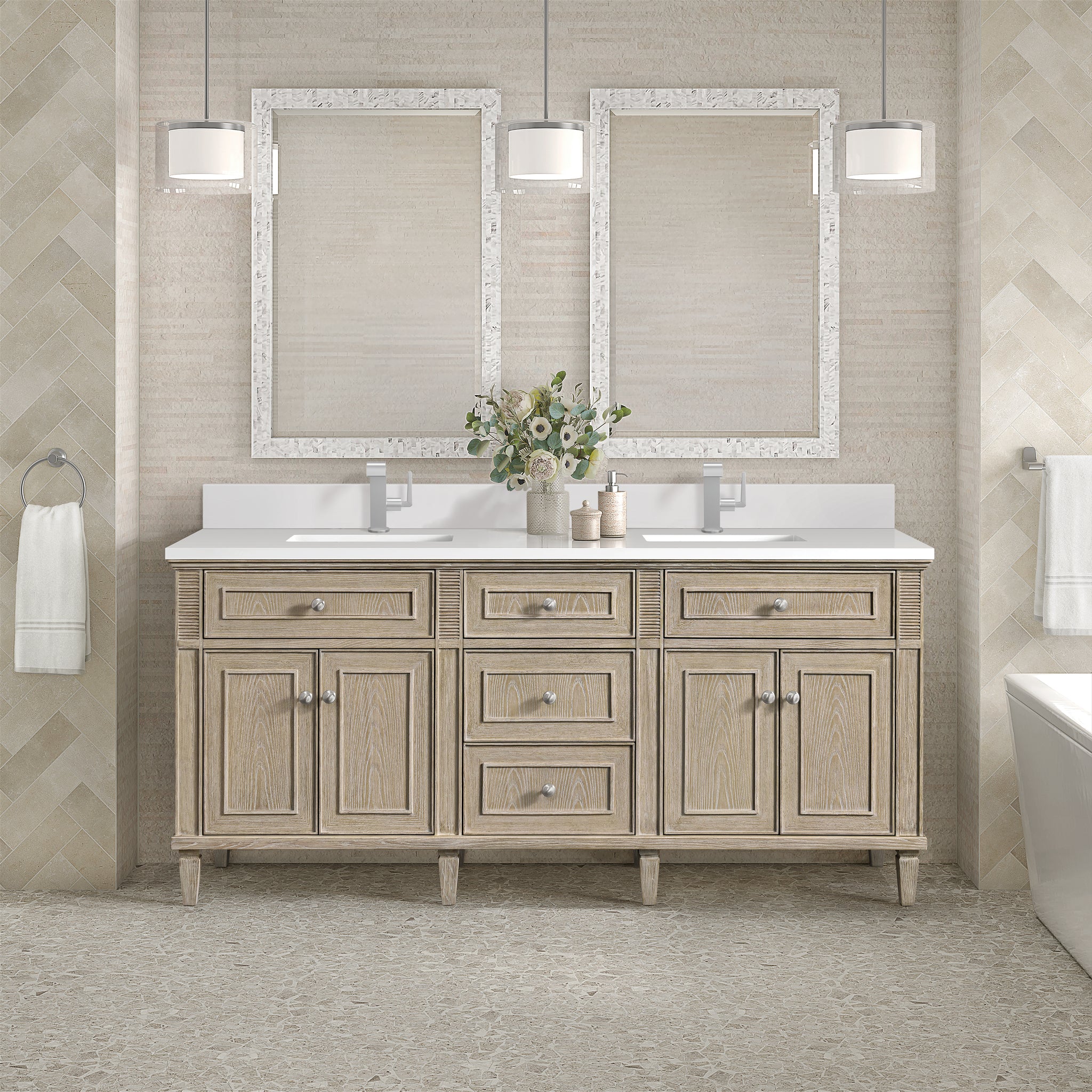 James Martin Lorelai 72" Double Bathroom Vanity, Whitewashed Oak, view 39