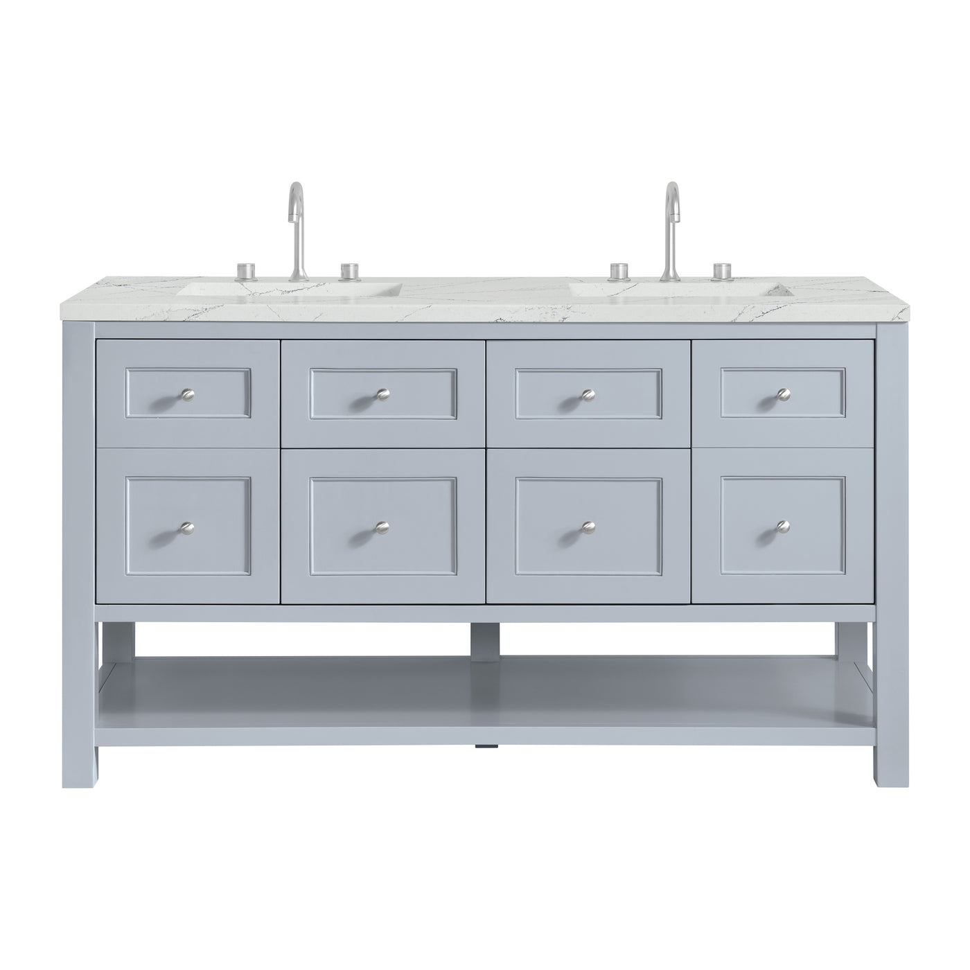 James Martin Breckenridge 60" Double Bathroom Vanity, Serenity Blue with Ethereal Noctis (FreePower) countertop