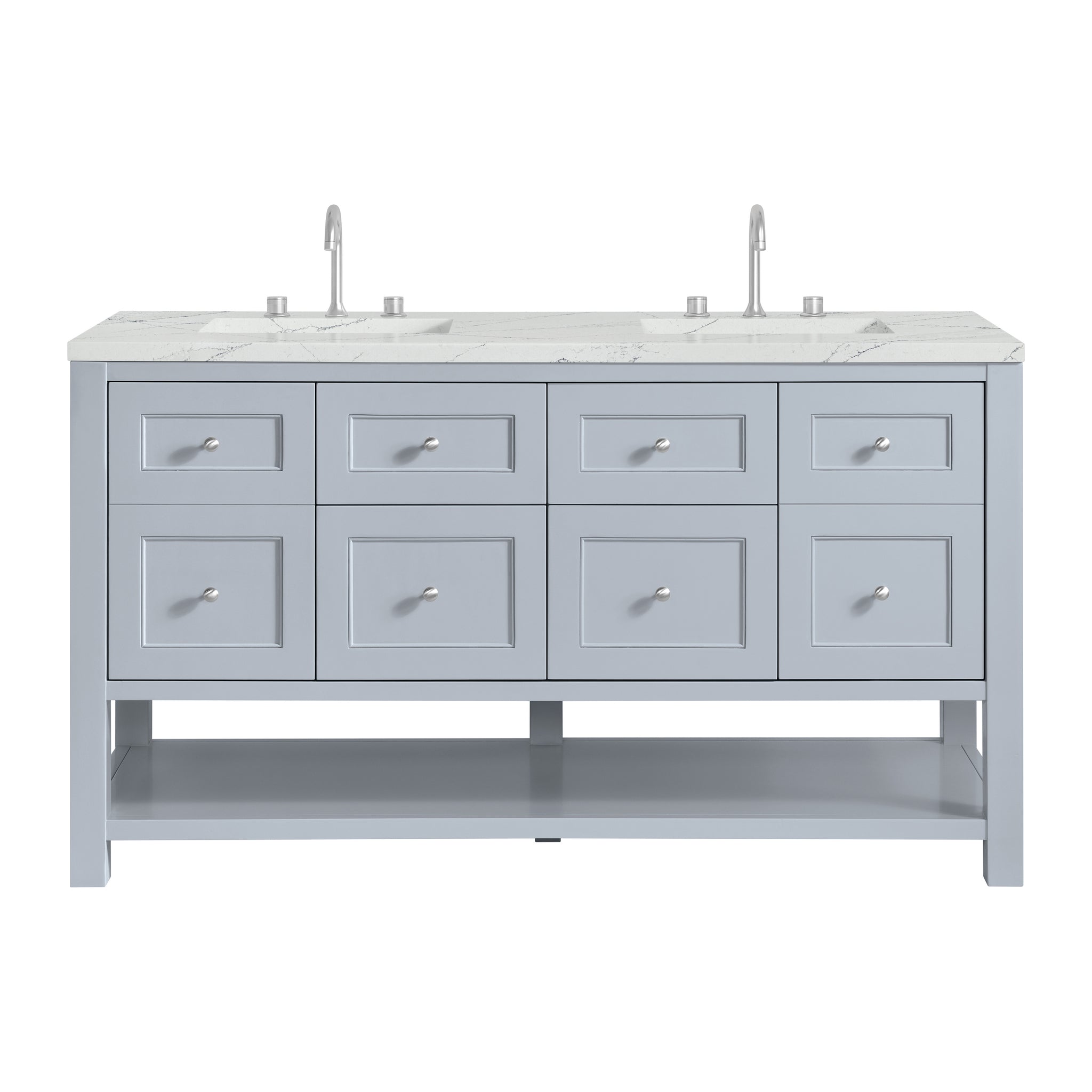 James Martin Breckenridge 60" Double Bathroom Vanity, Serenity Blue with Ethereal Noctis (FreePower) countertop