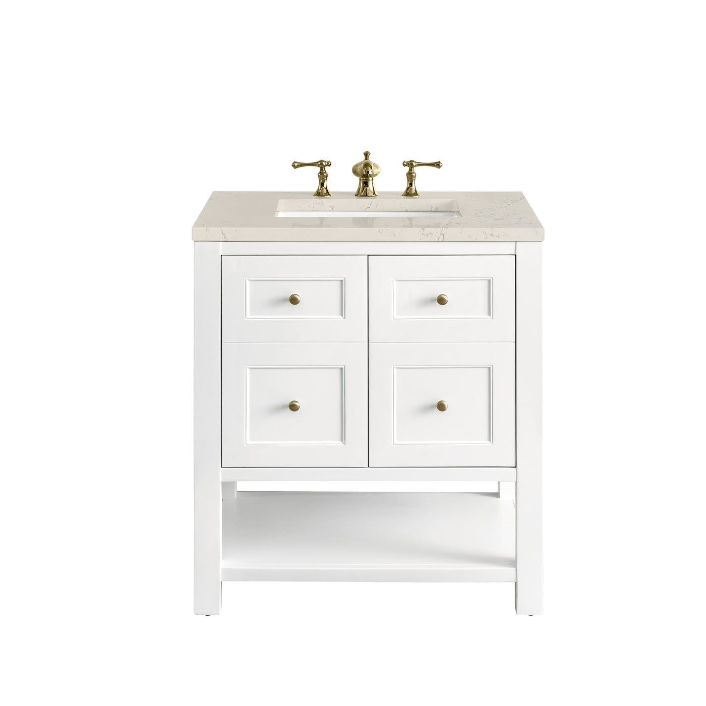 James Martin Breckenridge 30" Single Bathroom Vanity, Bright White with Siberian countertop