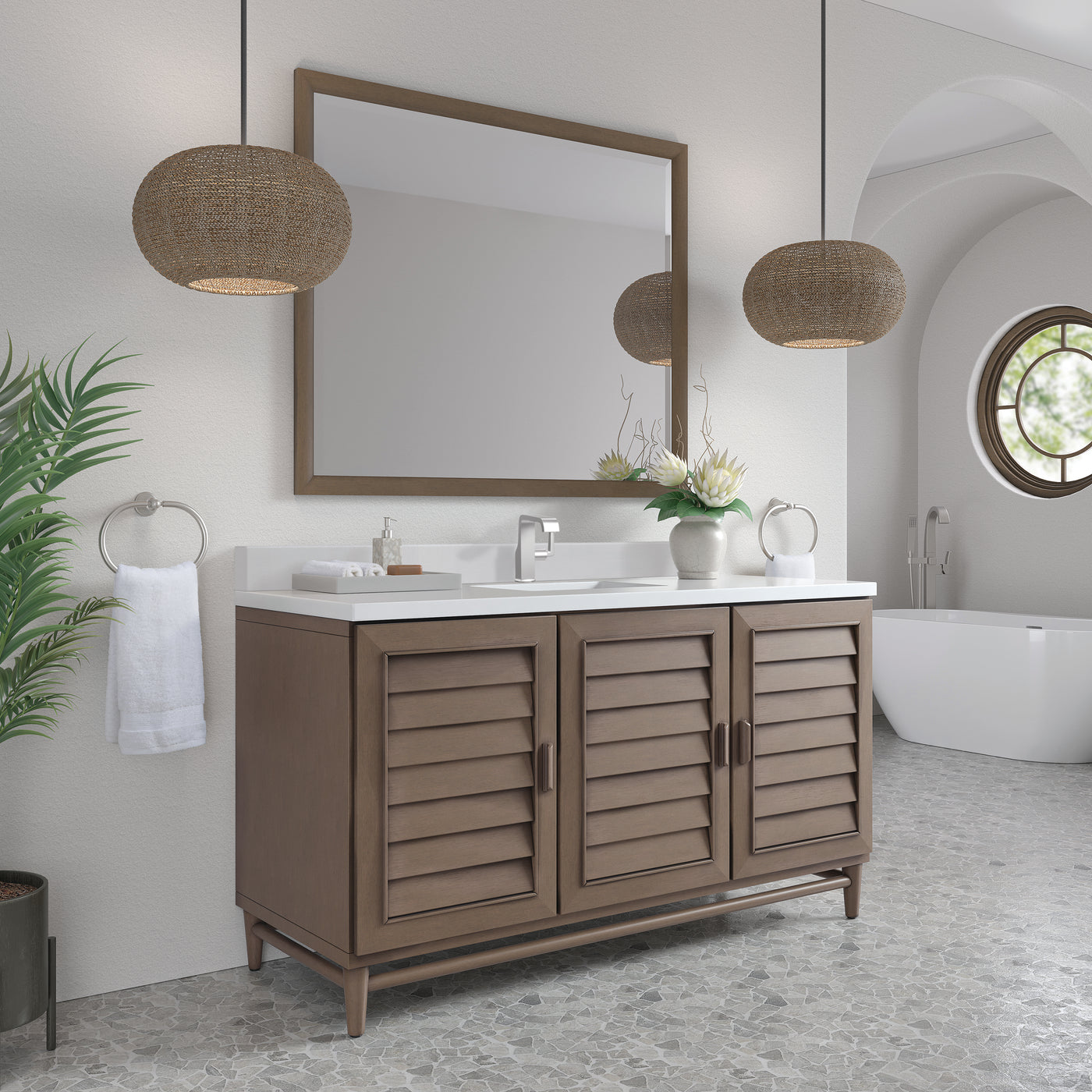 James Martin Portland 60" Single Bathroom Vanity, Whitewashed Walnut, view 40