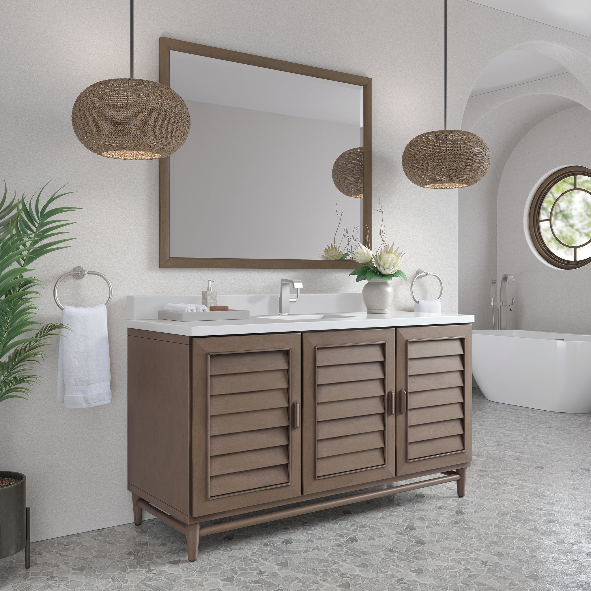James Martin Portland 60" Single Bathroom Vanity, Whitewashed Walnut, view 40