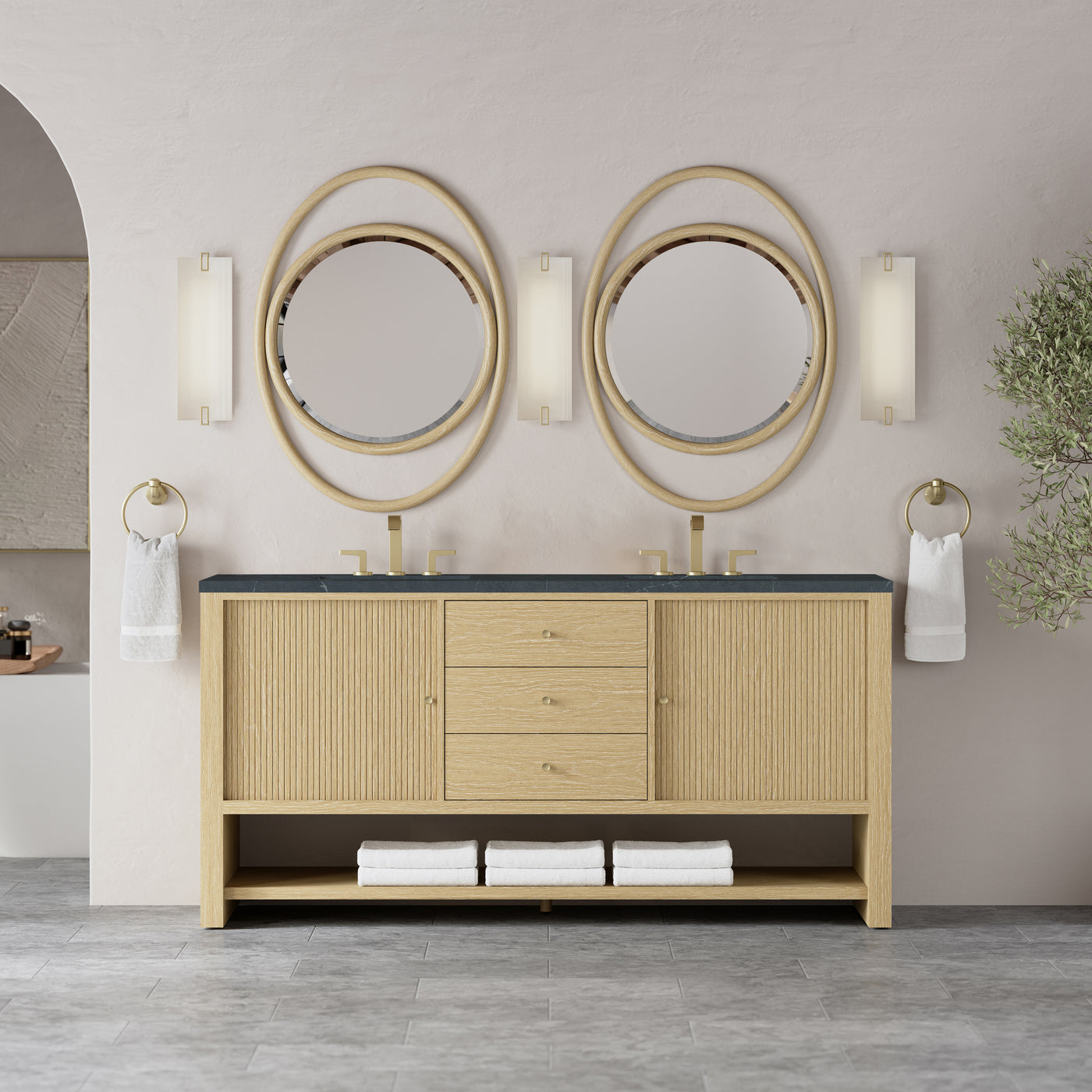 James Martin Marigot 72" Double Bathroom Vanity, Sunwashed Oak, view 39