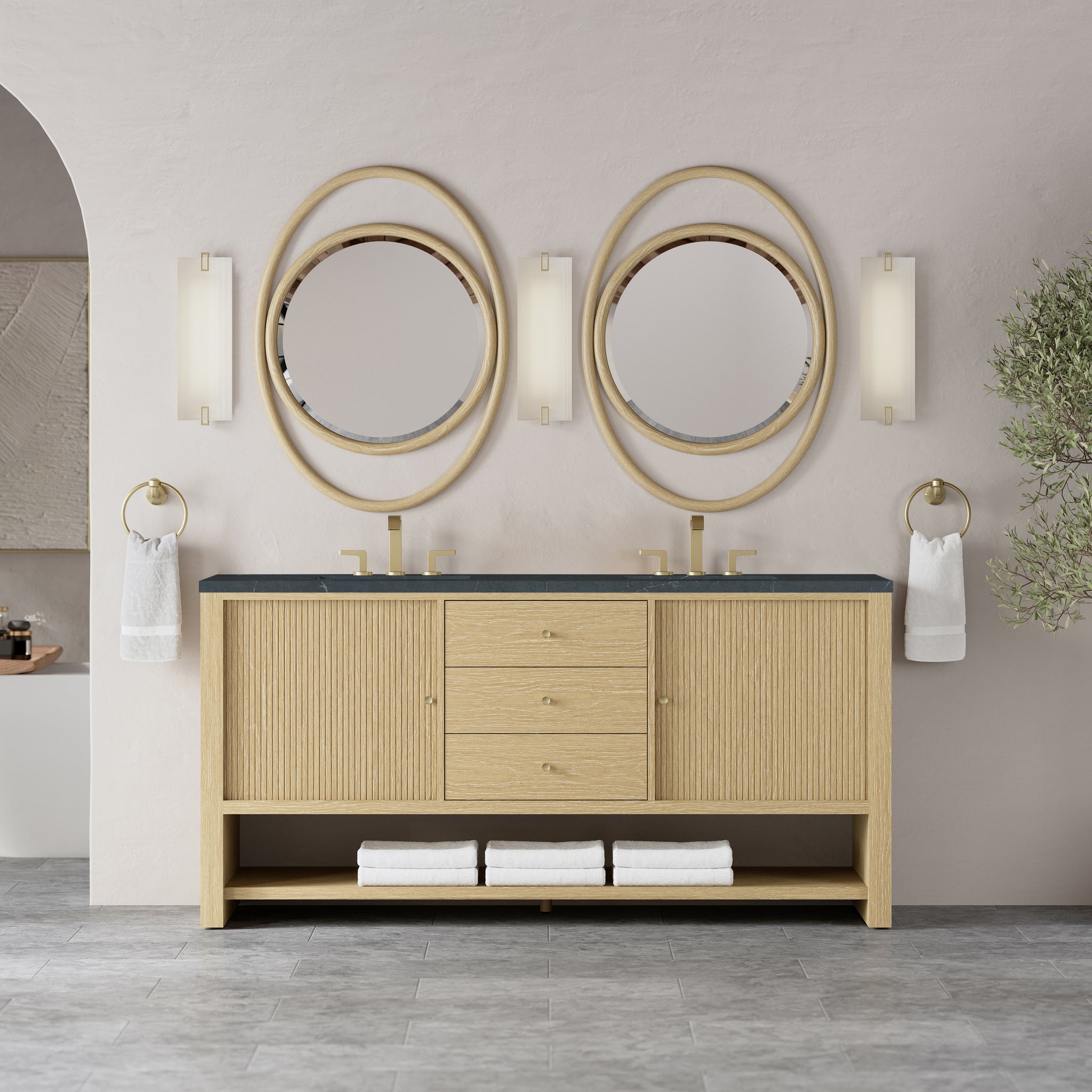 James Martin Marigot 72" Double Bathroom Vanity, Sunwashed Oak, view 39