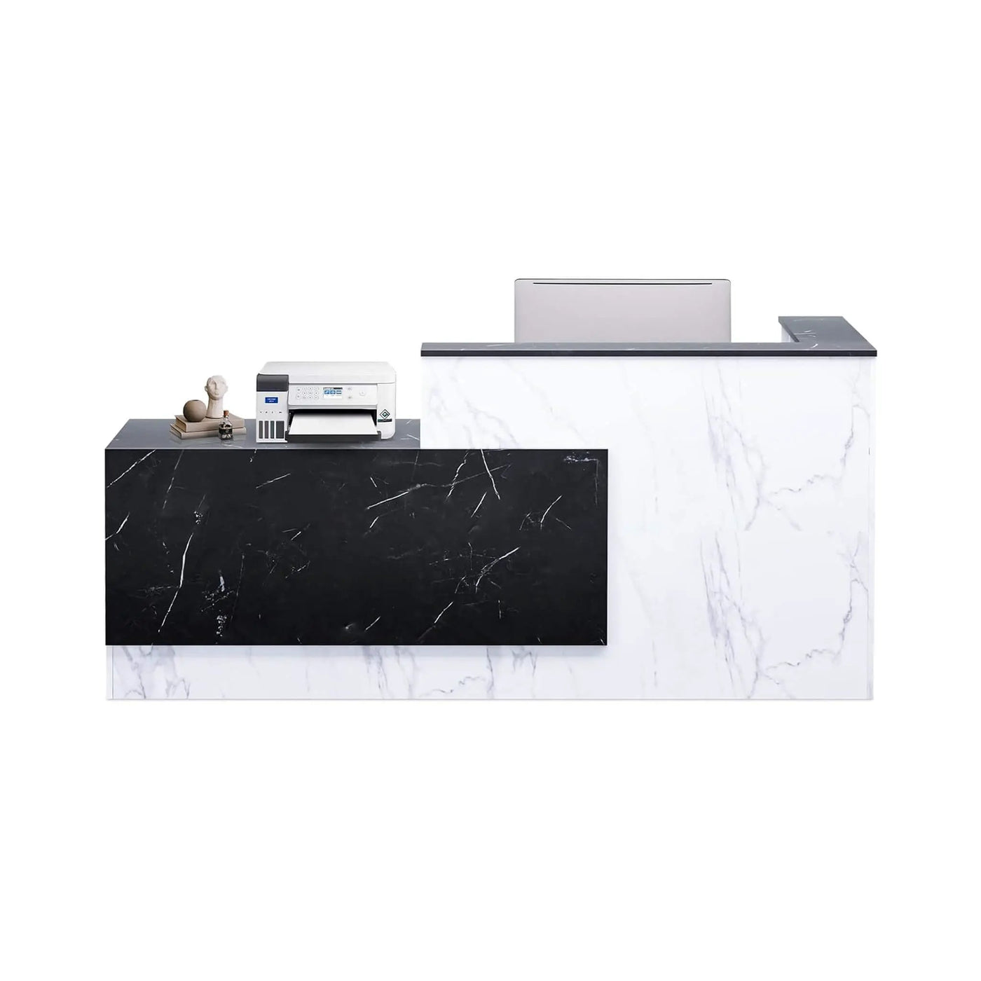 L-Shaped Modern Black And White Reception Desk With Lockable Drawers (SAK50729) by SAKSBY WHOLESALE