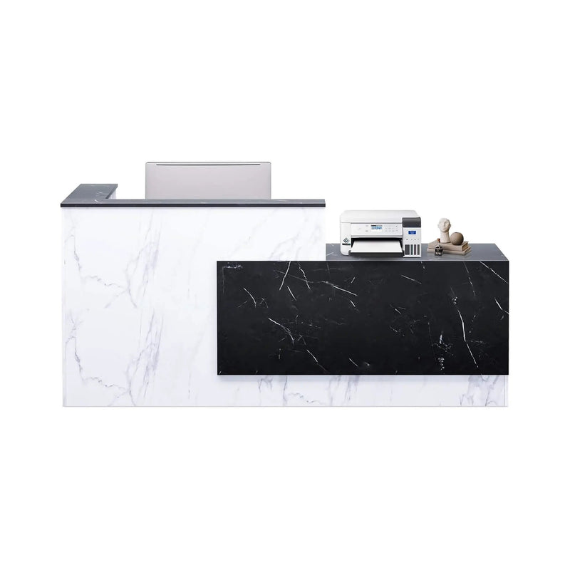 Velmor L-Shaped Modern Black And White Reception Desk With Lockable Drawers (SAK50729) by SAKSBY WHOLESALE