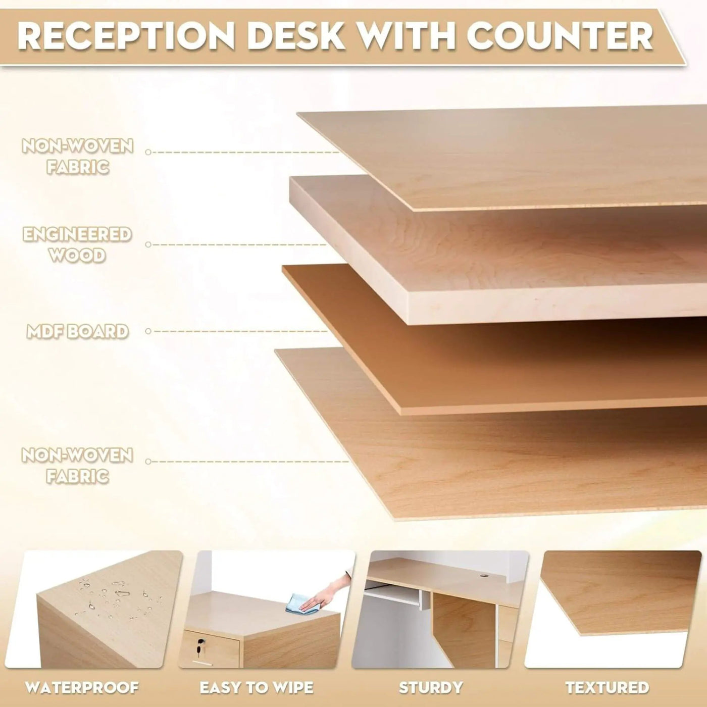 L-Shaped Modern Brown And White Reception Desk With Lockable Drawers (SAK26491) by SAKSBY WHOLESALE