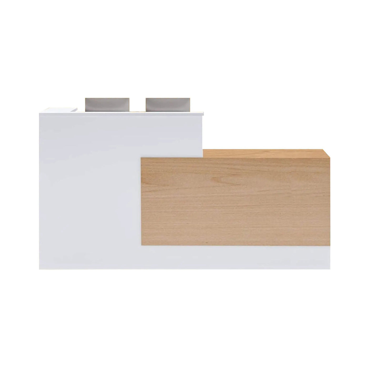 L-Shaped Modern Brown And White Reception Desk With Lockable Drawers (SAK26491) by SAKSBY WHOLESALE
