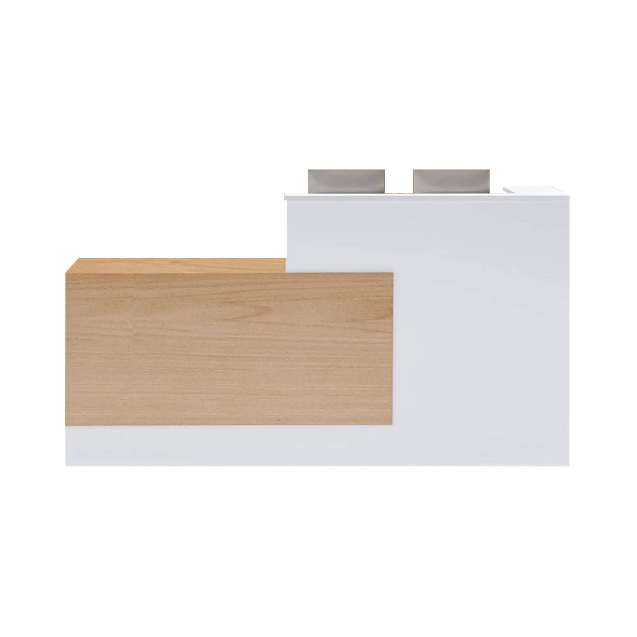 Velmor L-Shaped Modern Brown And White Reception Desk With Lockable Drawers (SAK26491) by SAKSBY WHOLESALE