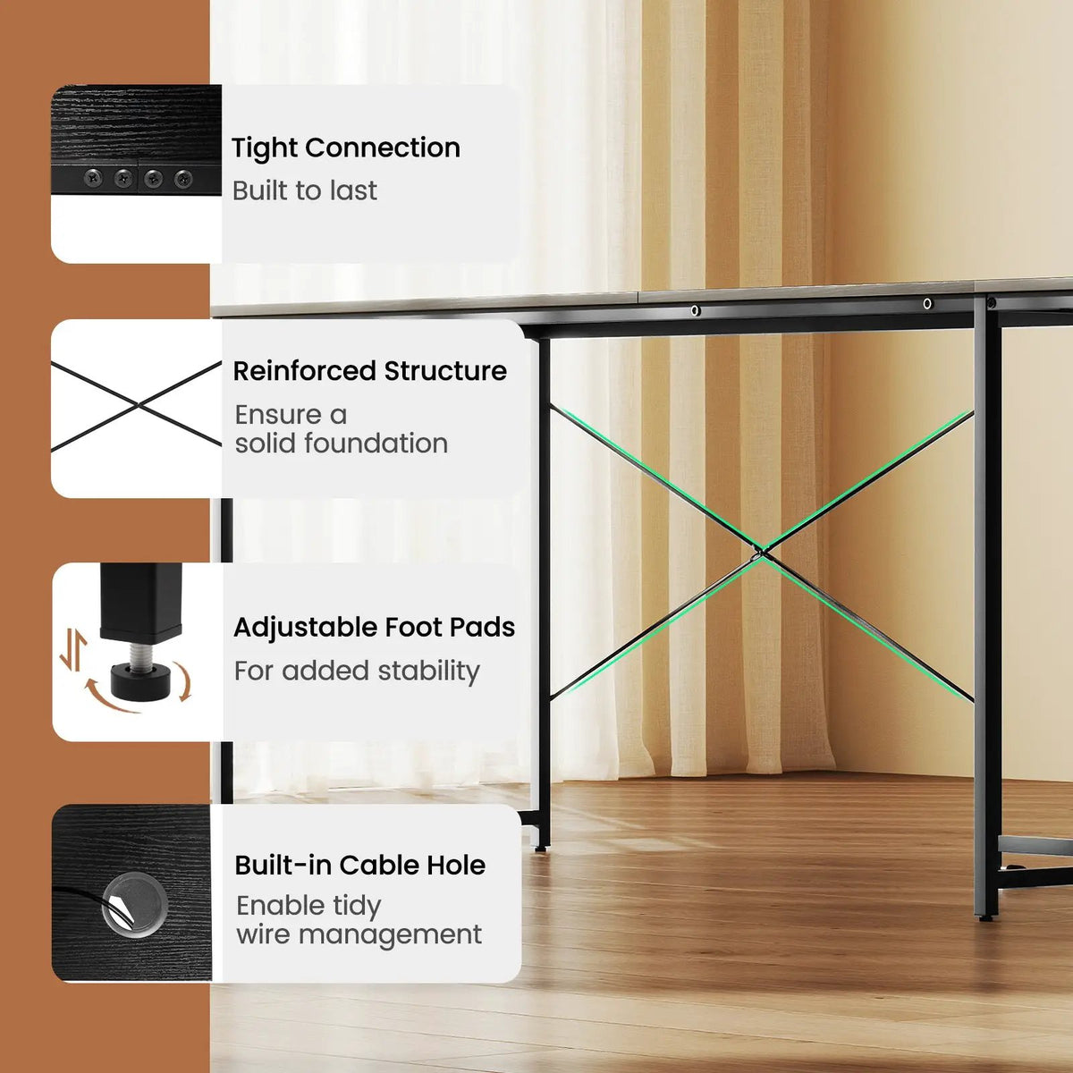95 Inch 2-Person L-Shaped Long Reversible Computer Desk with Monitor Stand, photo 8 of 13