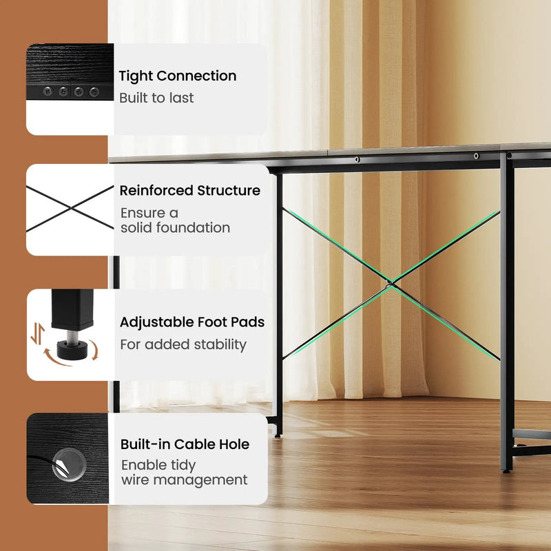 95 Inch 2-Person L-Shaped Long Reversible Computer Desk with Monitor Stand by DirectDeals