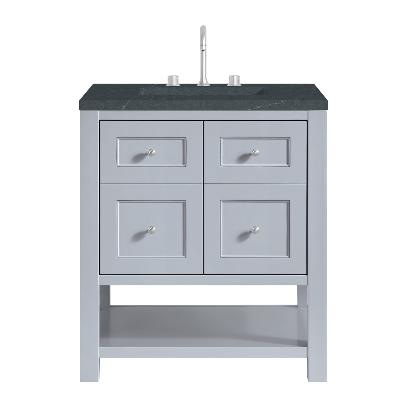 James Martin Breckenridge 30" Single Bathroom Vanity, Serenity Blue with Charcoal Soapstone countertop