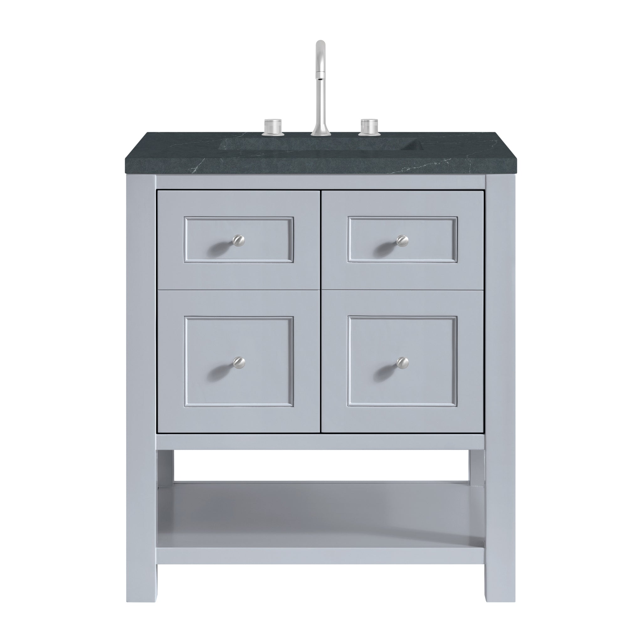 James Martin Breckenridge 30" Single Bathroom Vanity, Serenity Blue with Charcoal Soapstone countertop