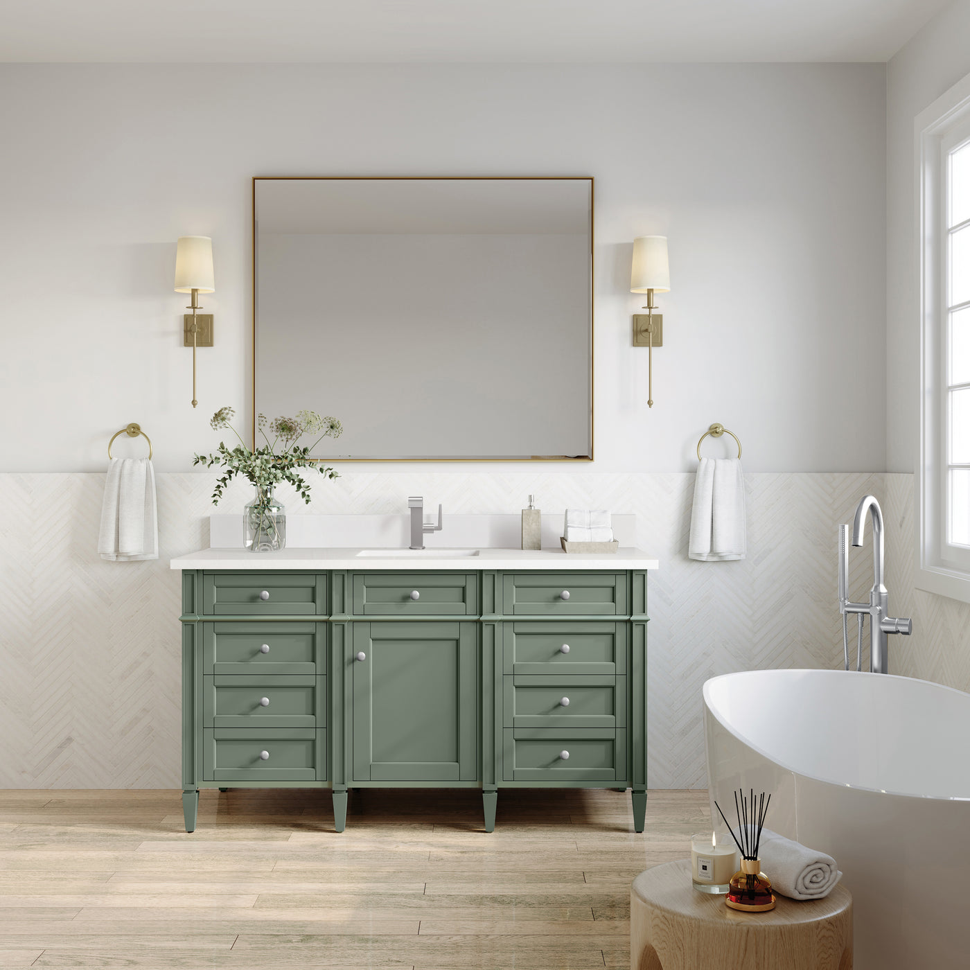 James Martin Brittany 60" Single Bathroom Vanity, Smokey Celadon, view 24