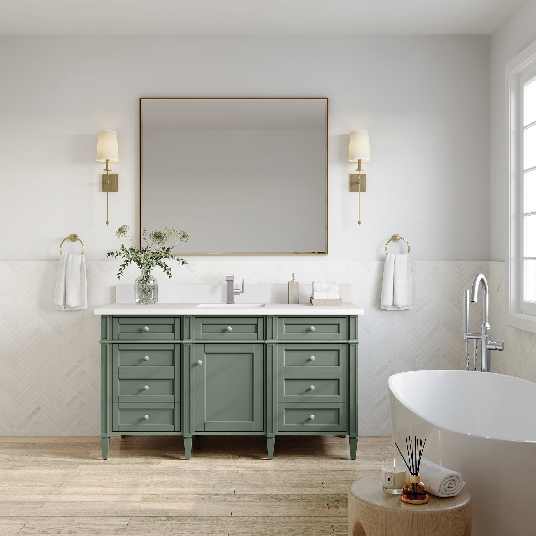 James Martin Brittany 60" Single Bathroom Vanity, Smokey Celadon, view 24