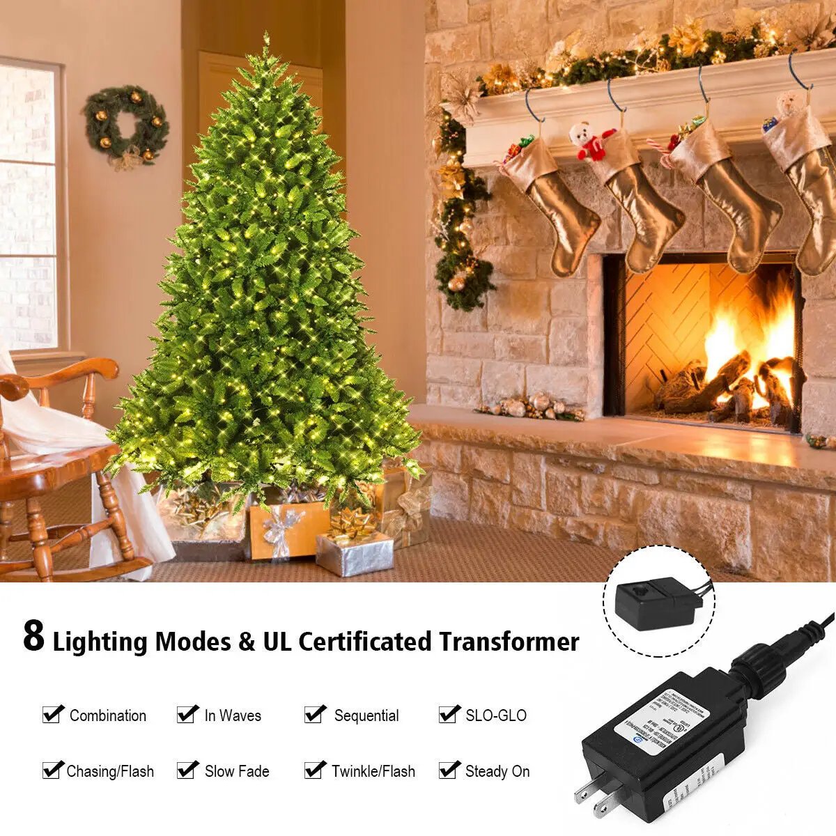 Premium Hinged Artificial Fir Christmas Tree with LED Lights, photo 14 of 16