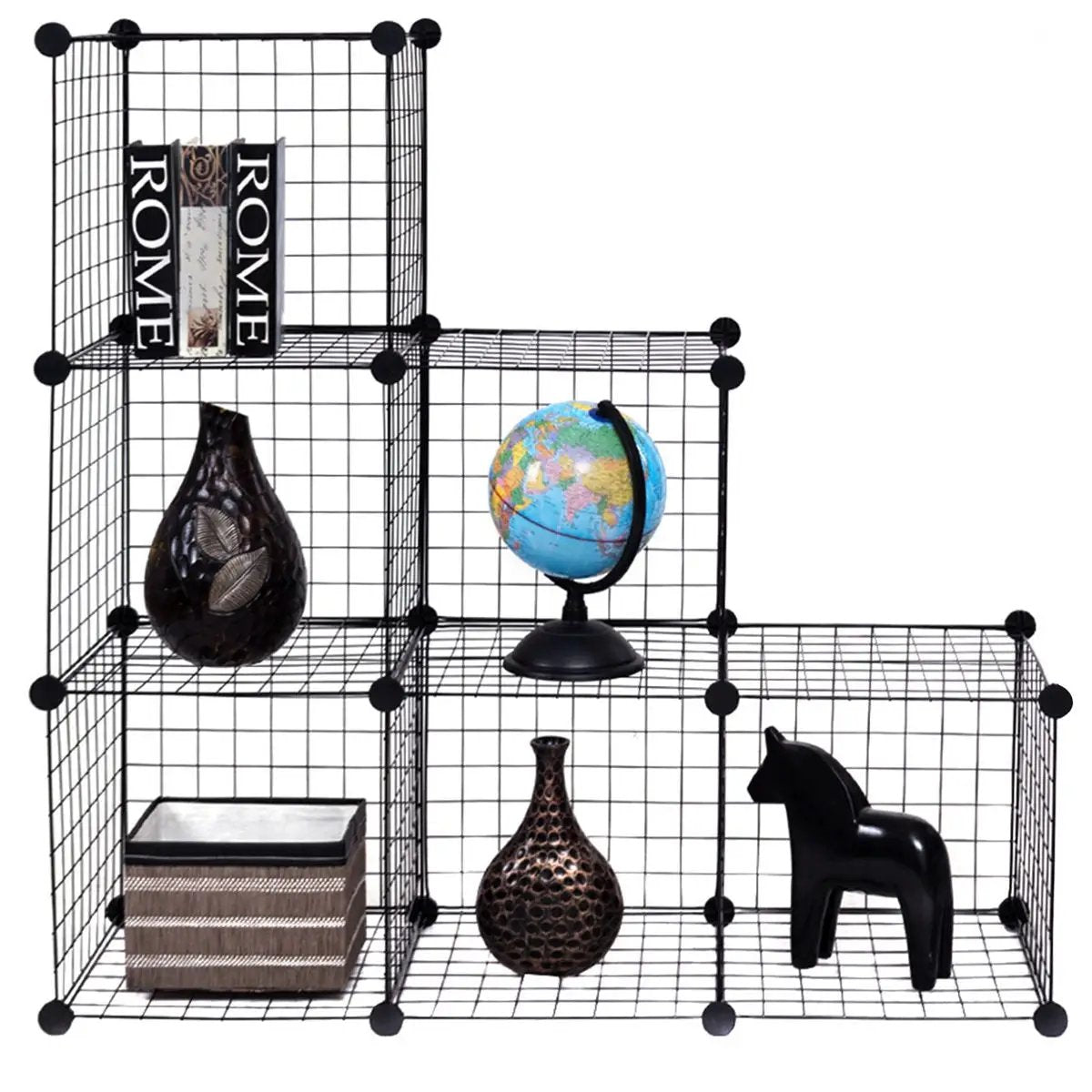 DIY 6 Metal Wire Free Standing Modular Storage Cubes by DirectDeals