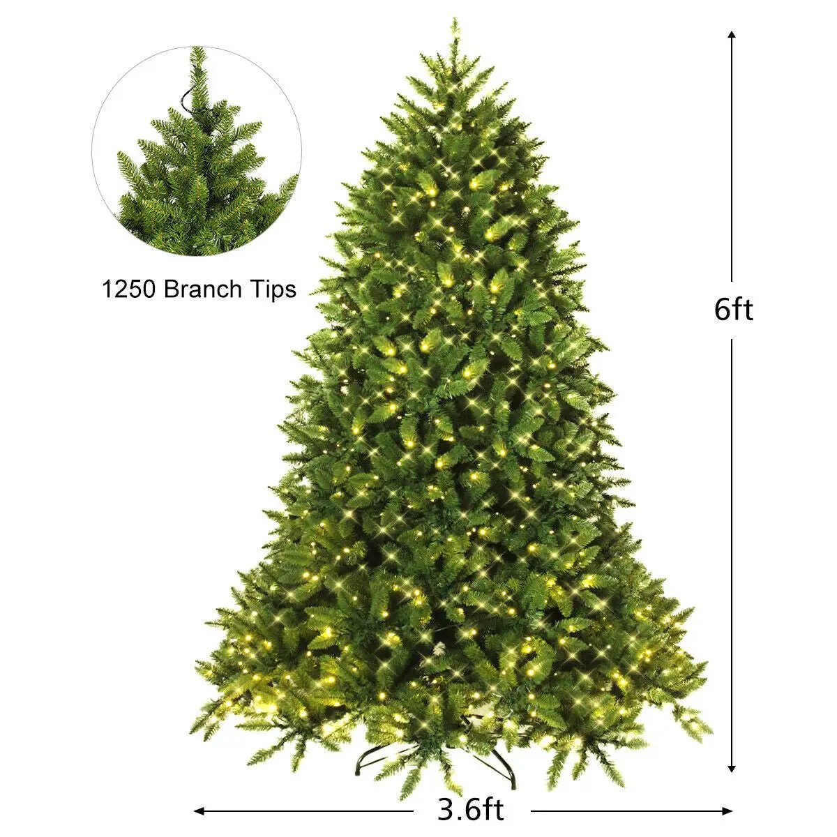 Premium Hinged Artificial Fir Christmas Tree with LED Lights, photo 9 of 16