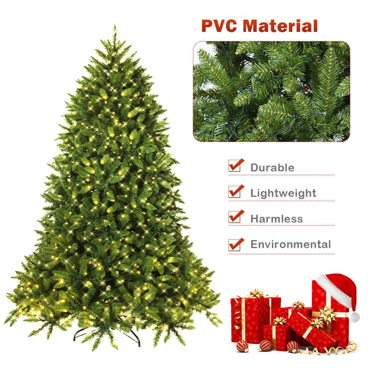 Premium Hinged Artificial Fir Christmas Tree with LED Lights, photo 16 of 16