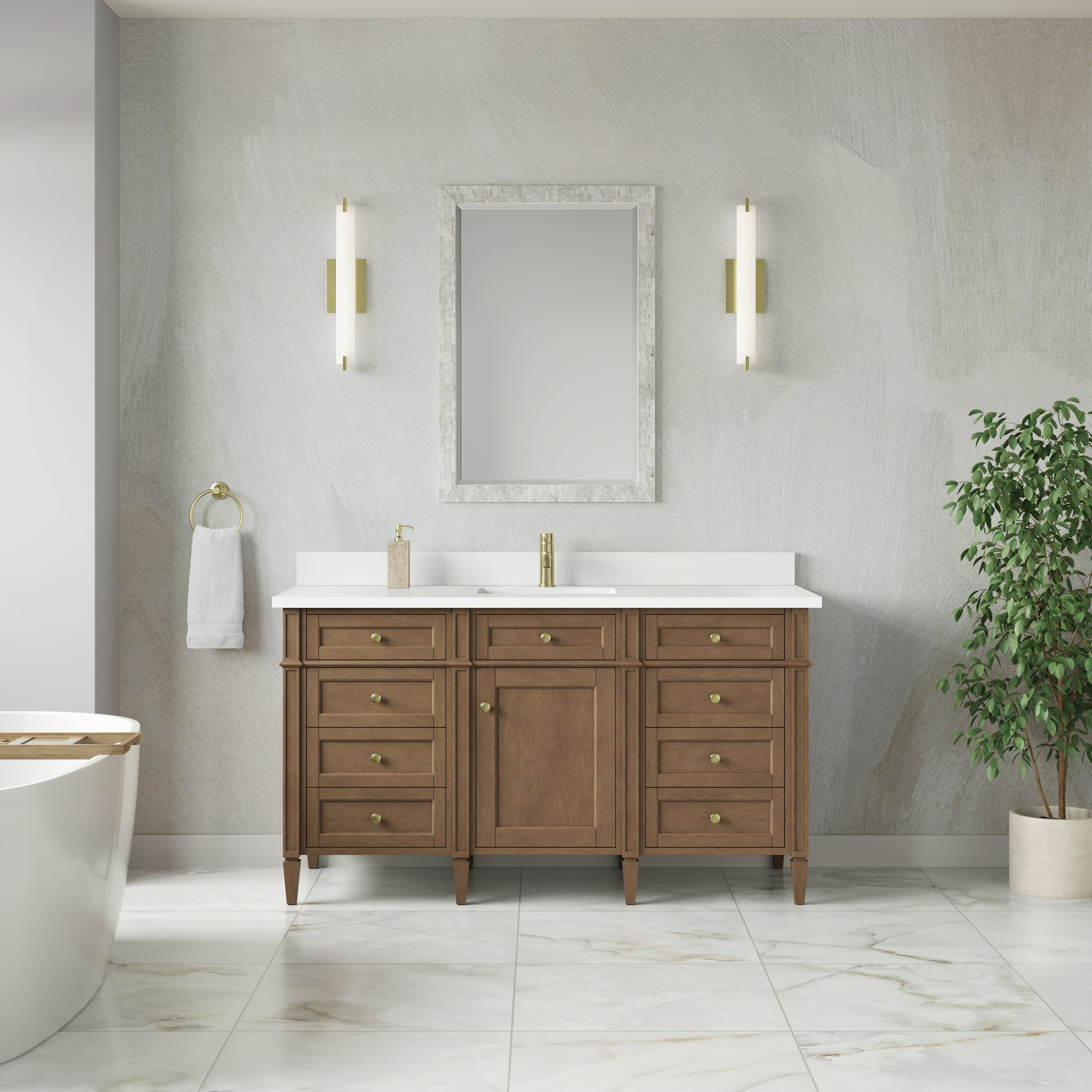 James Martin Brittany 60" Single Bathroom Vanity, Pecan, view 40