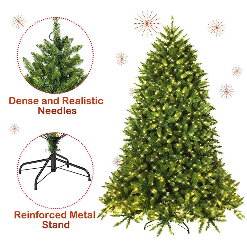 Premium Hinged Artificial Fir Christmas Tree with LED Lights by DirectDeals