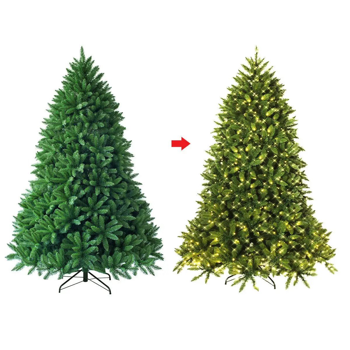Premium Hinged Artificial Fir Christmas Tree with LED Lights by DirectDeals
