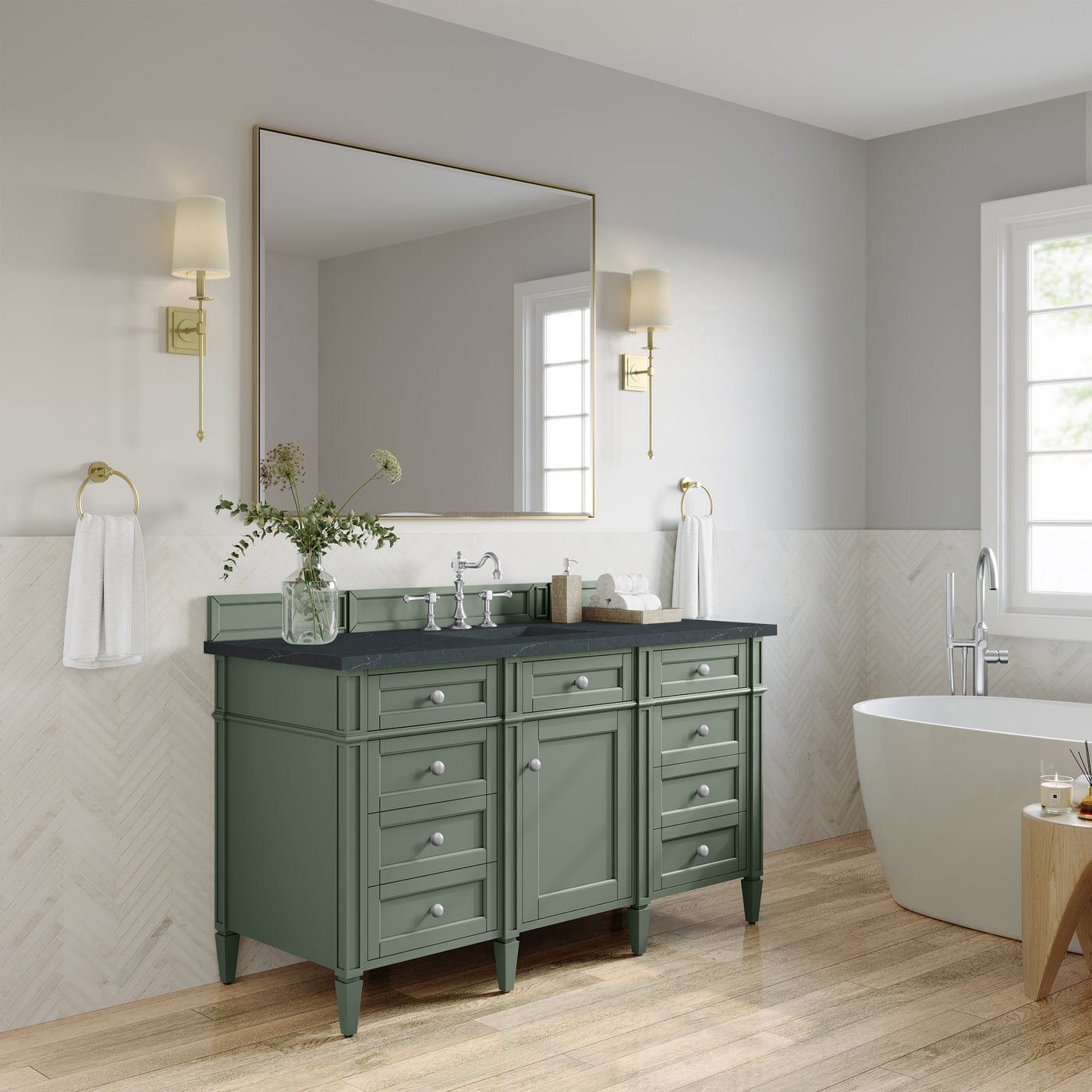 James Martin Brittany 60" Single Bathroom Vanity, Smokey Celadon, view 20