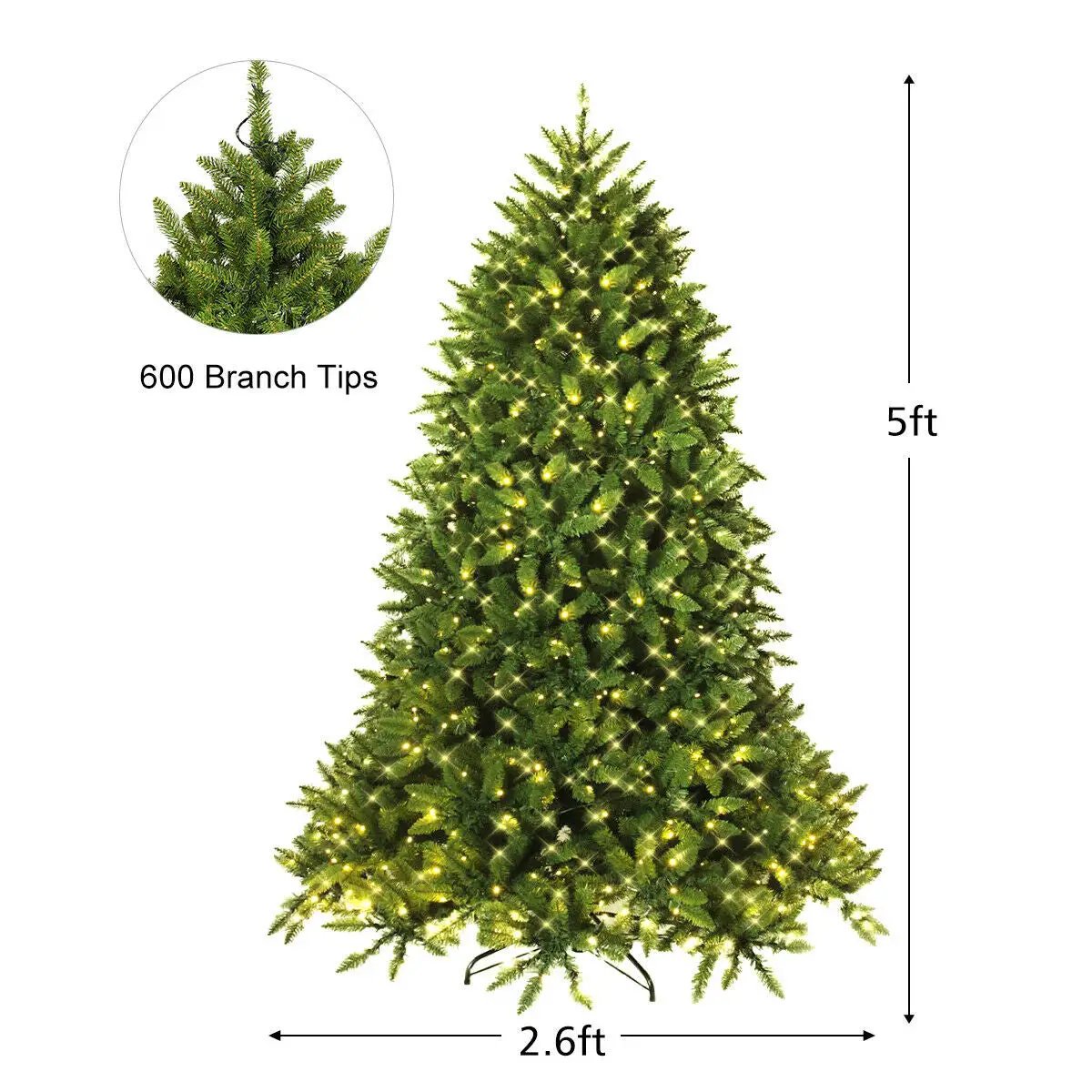 Premium Hinged Artificial Fir Christmas Tree with LED Lights, photo 10 of 16