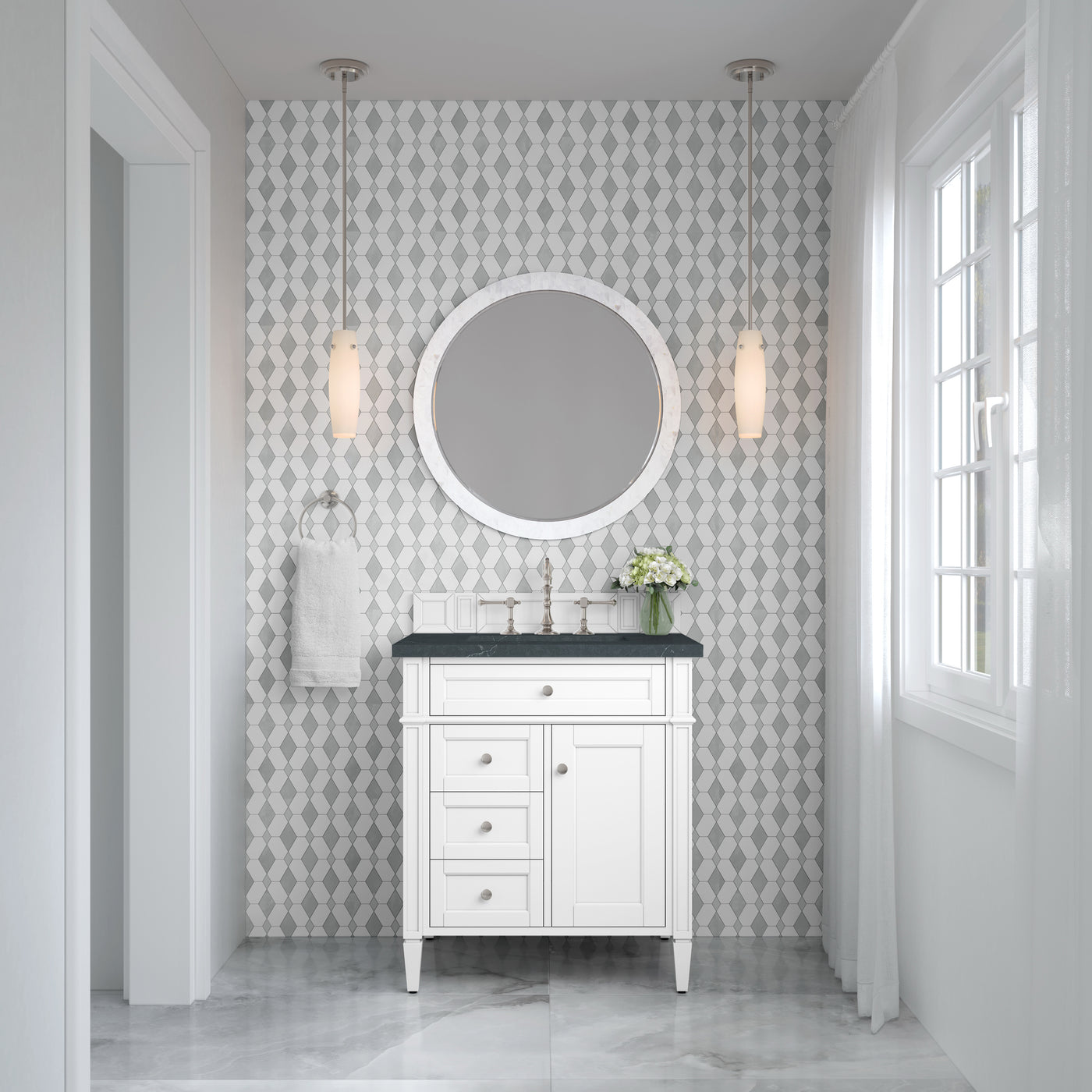 James Martin Brittany 30" Single Bathroom Vanity, Bright White, view 28
