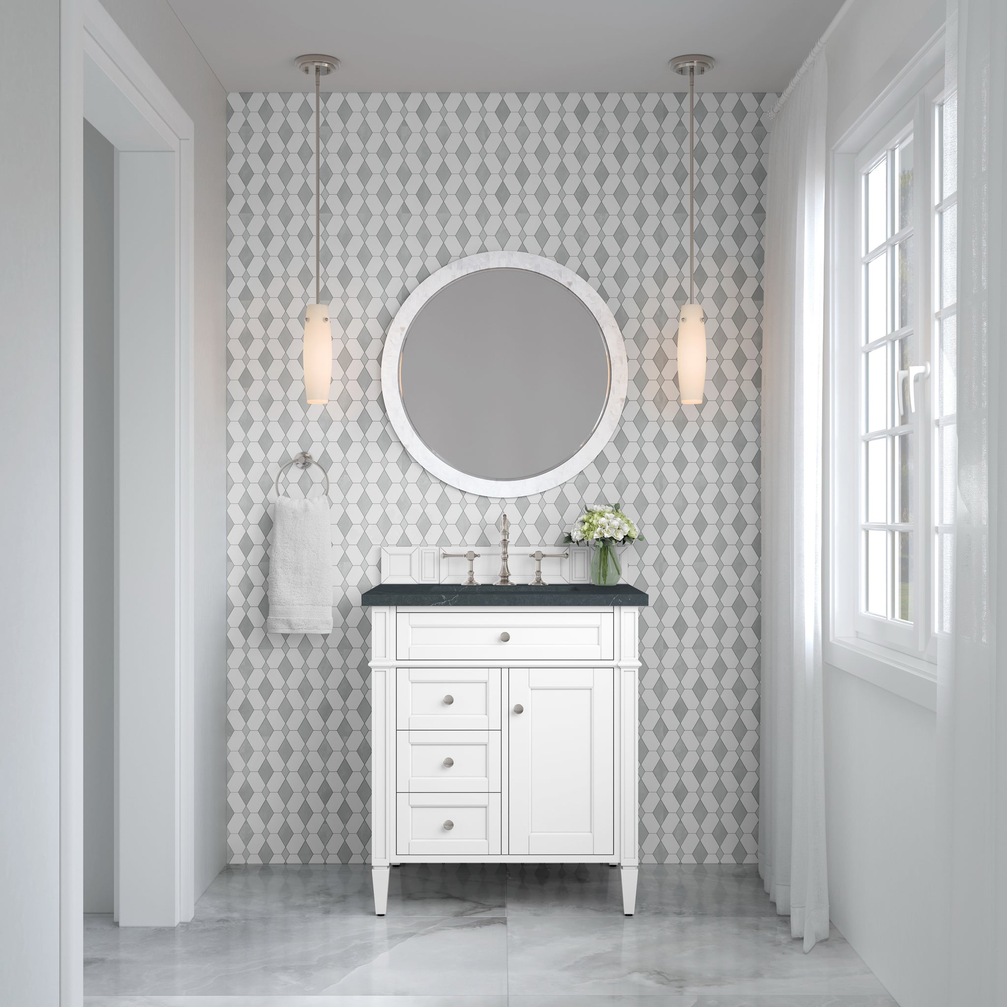 James Martin Brittany 30" Single Bathroom Vanity, Bright White, view 28