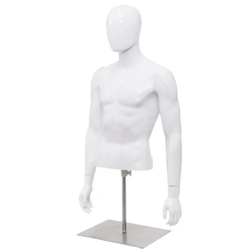 Plastic Half Body Head Turn Male Mannequin with Base by DirectDeals