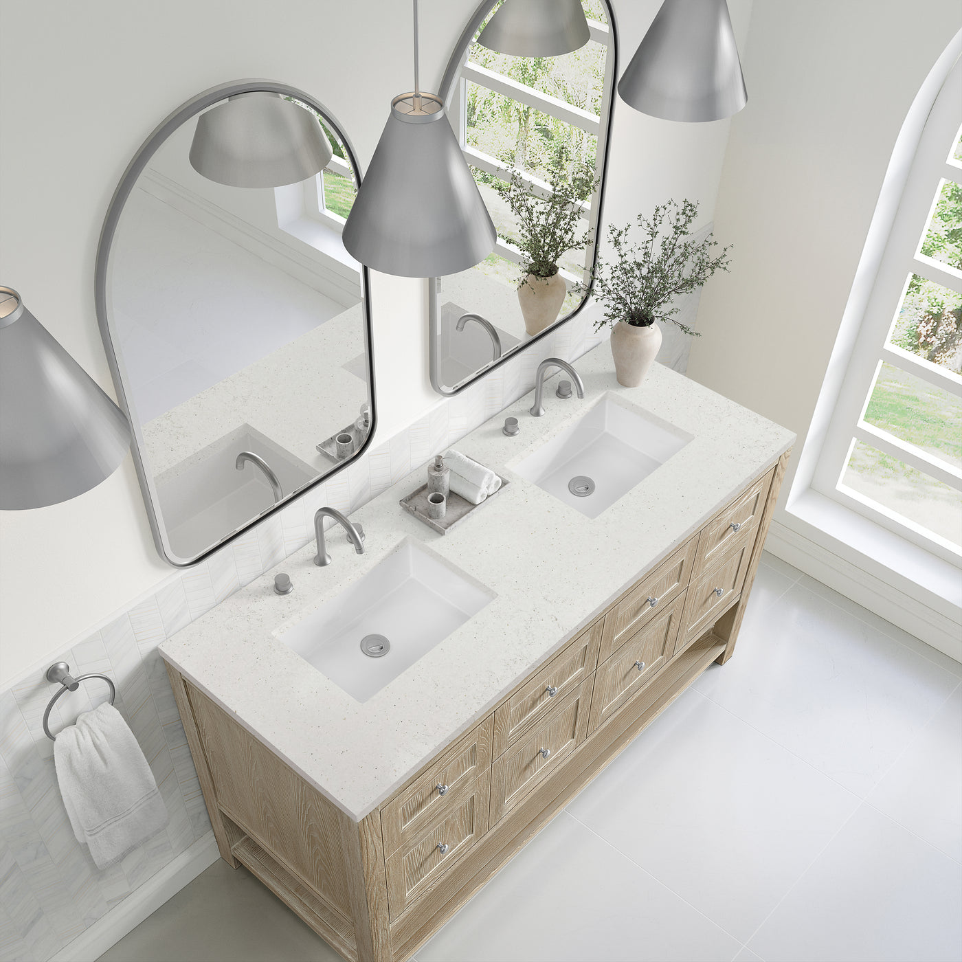 James Martin Breckenridge 60" Double Bathroom Vanity, Whitewashed Oak, view 29