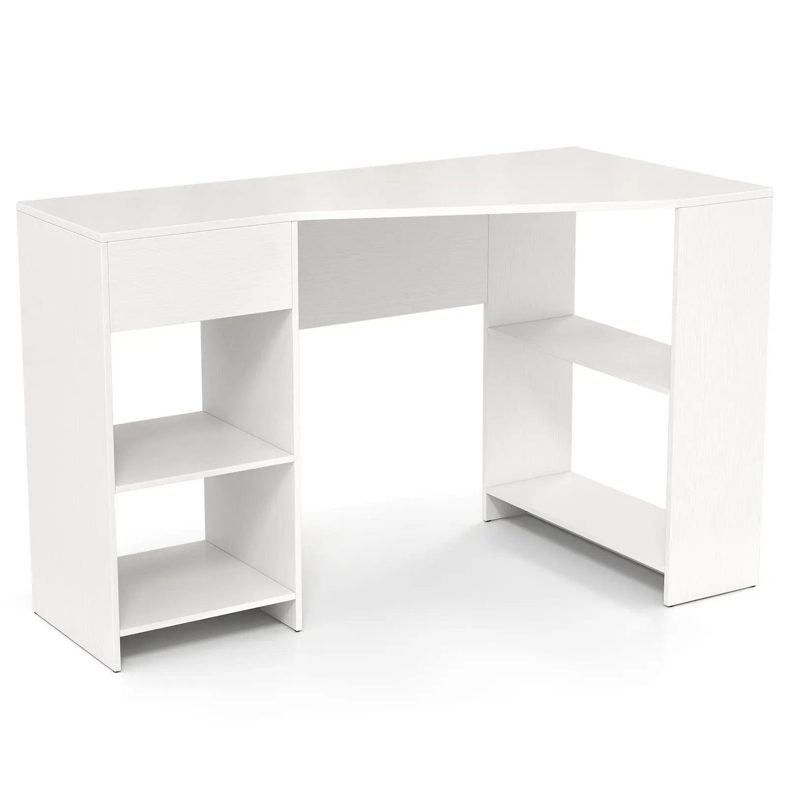 48 Inches L Shaped Corner Executive Computer Desk with Drawer-White by DirectDeals