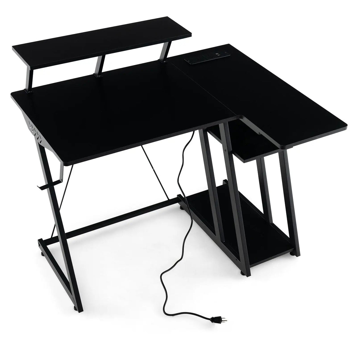 L Shaped Gaming Desk with Outlets and USB Ports, photo 22 of 24