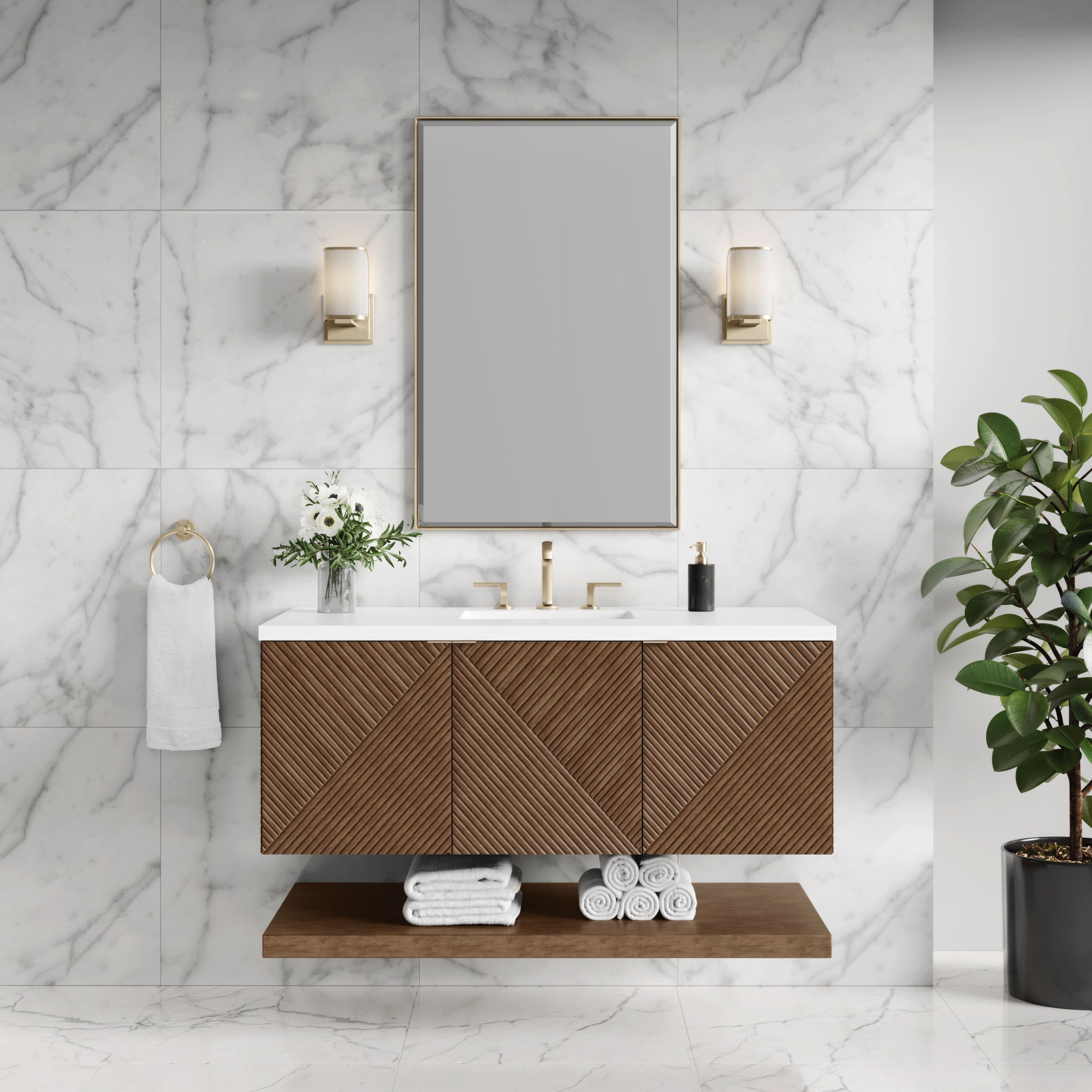 James Martin Marcello 48" Floating Single Bathroom Vanity, Chestnut, view 36