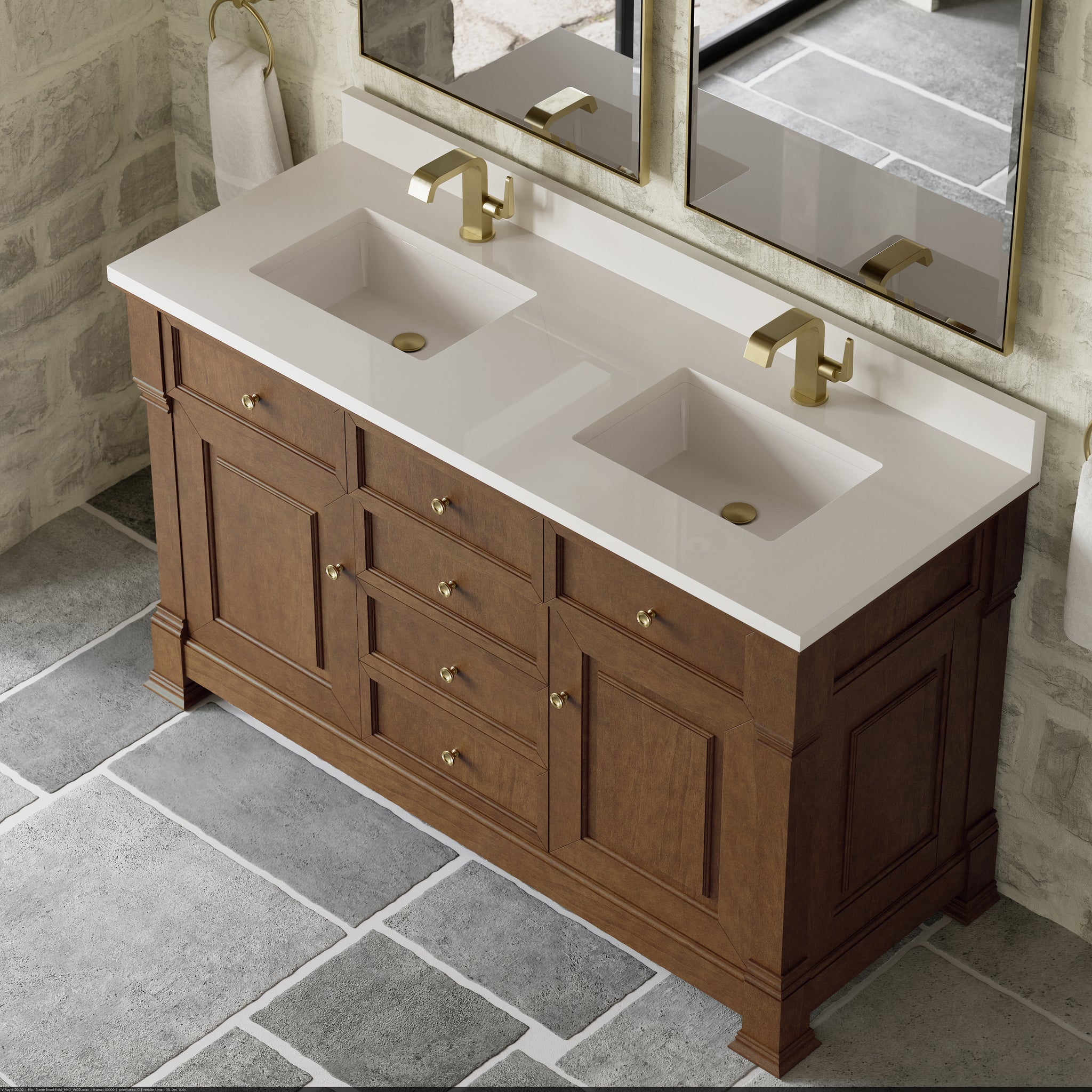 James Martin Brookfield 60" Double Bathroom Vanity, Honey Oak, view 33