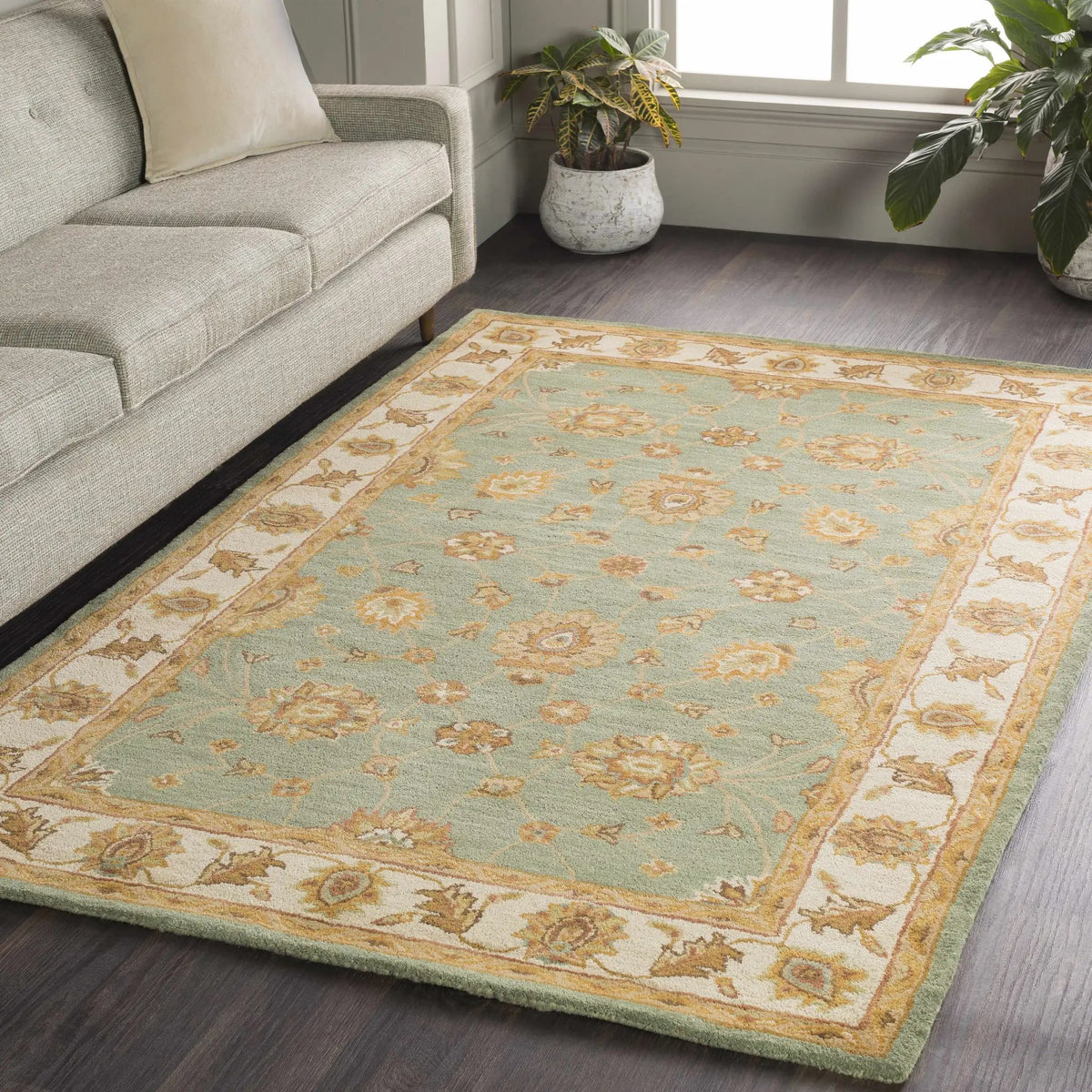 Lagrange Sage Regency Wool Carpet, installed in a room