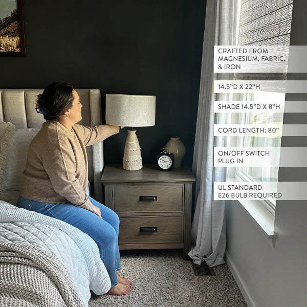 Intricate Beige Bedside Table Lamp by Decor Steals