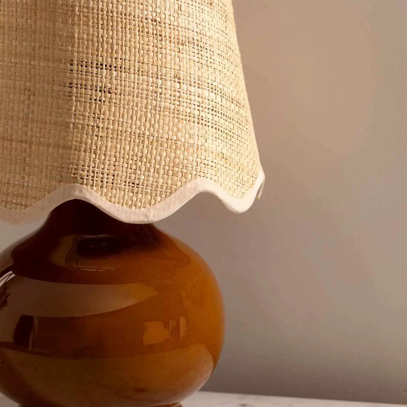 Wokila Tan Solid Ceramic Table Lamp by Boutique Rugs