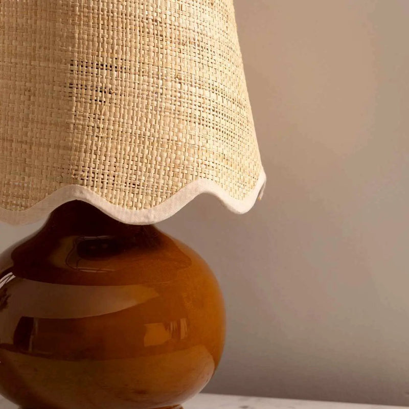 Wokila Tan Solid Ceramic Table Lamp by Boutique Rugs