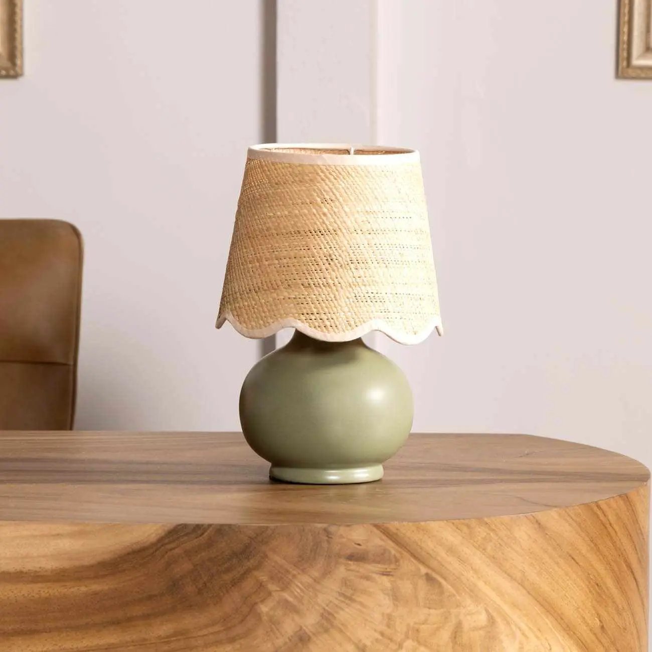 Kupua Green Solid Ceramic Table Lamp by Boutique Rugs